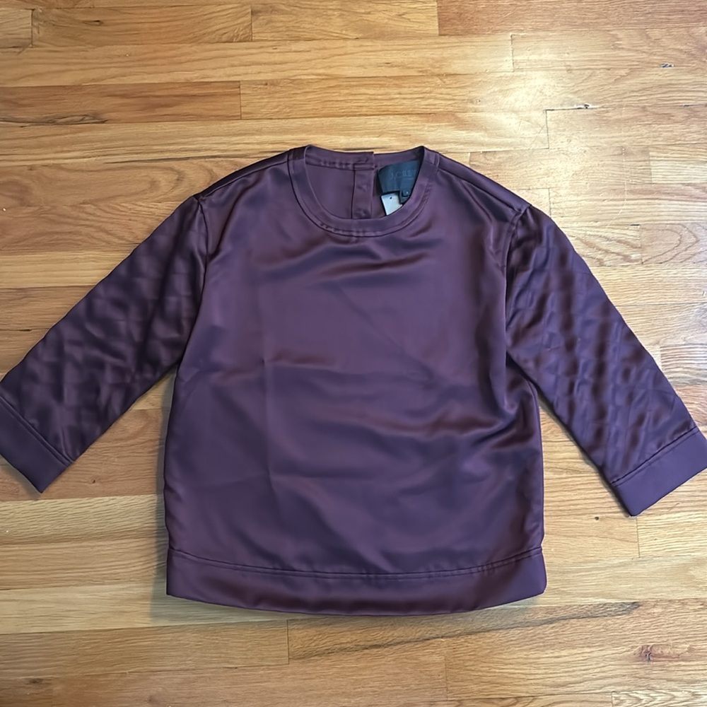 J. Crew Collection Burgundy/Maroon Satin Top/Blouse, size 4 - Picture 2 of 7
